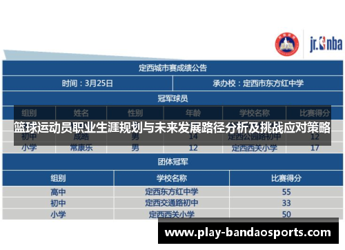 篮球运动员职业生涯规划与未来发展路径分析及挑战应对策略